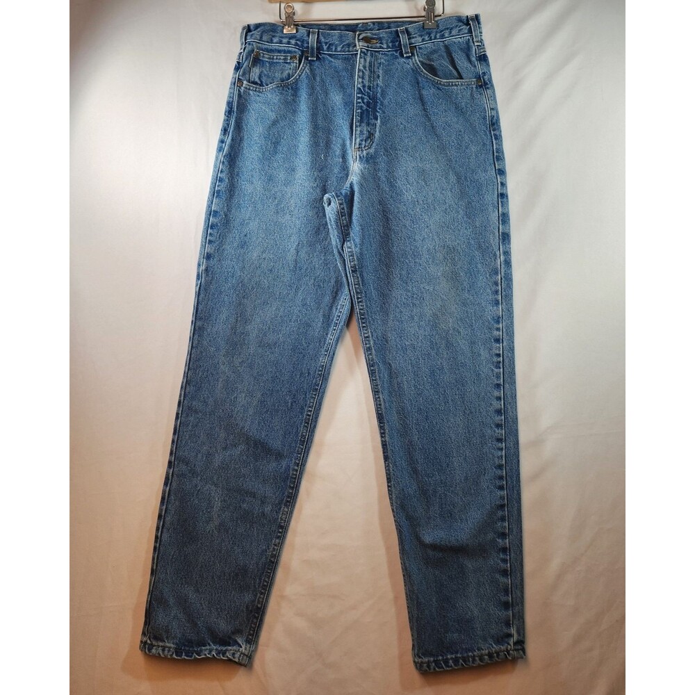 Carhartt Mens Jeans B17 DST Blue Denim 36 x 34 Straight Leg Work Jeans